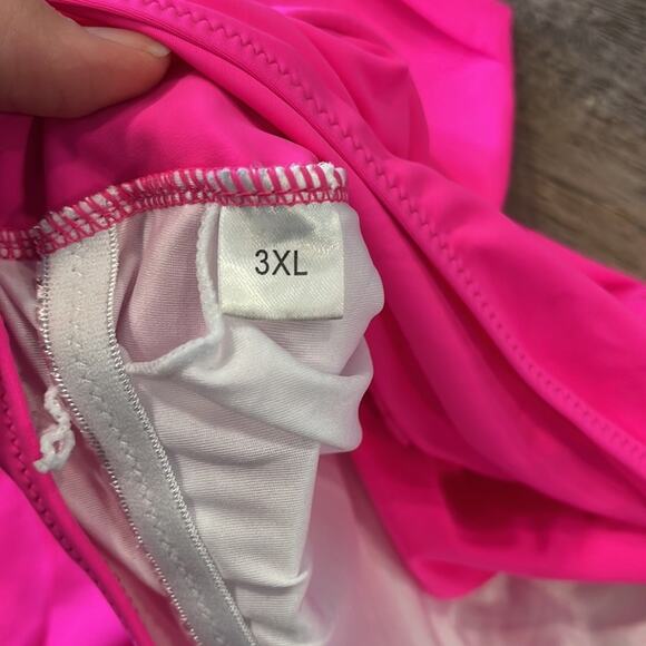 Shein Plus Pink Double Adjustable Strap Hanky Hem Flowy Tankini Top 3XL - Picture 10 of 12